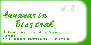 annamaria bisztrak business card